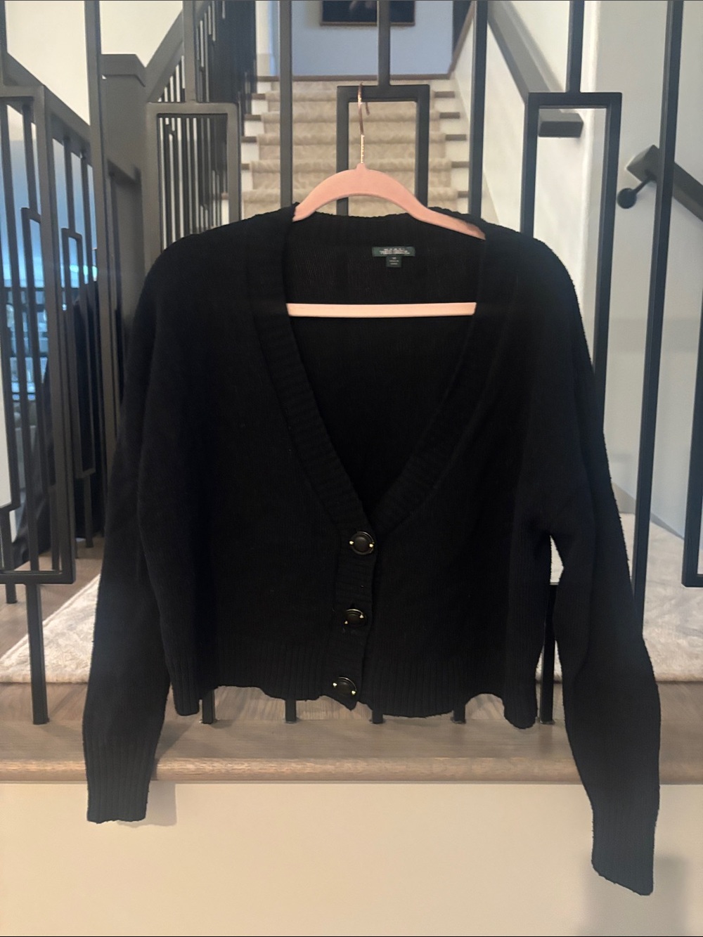 wild fable Black V-Neck Button Cardigan